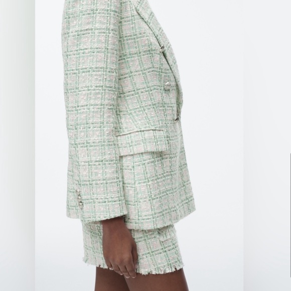 SOLD 💟 ZARA Double-breasted Textured Weave Size Large - Picture 2 of 16